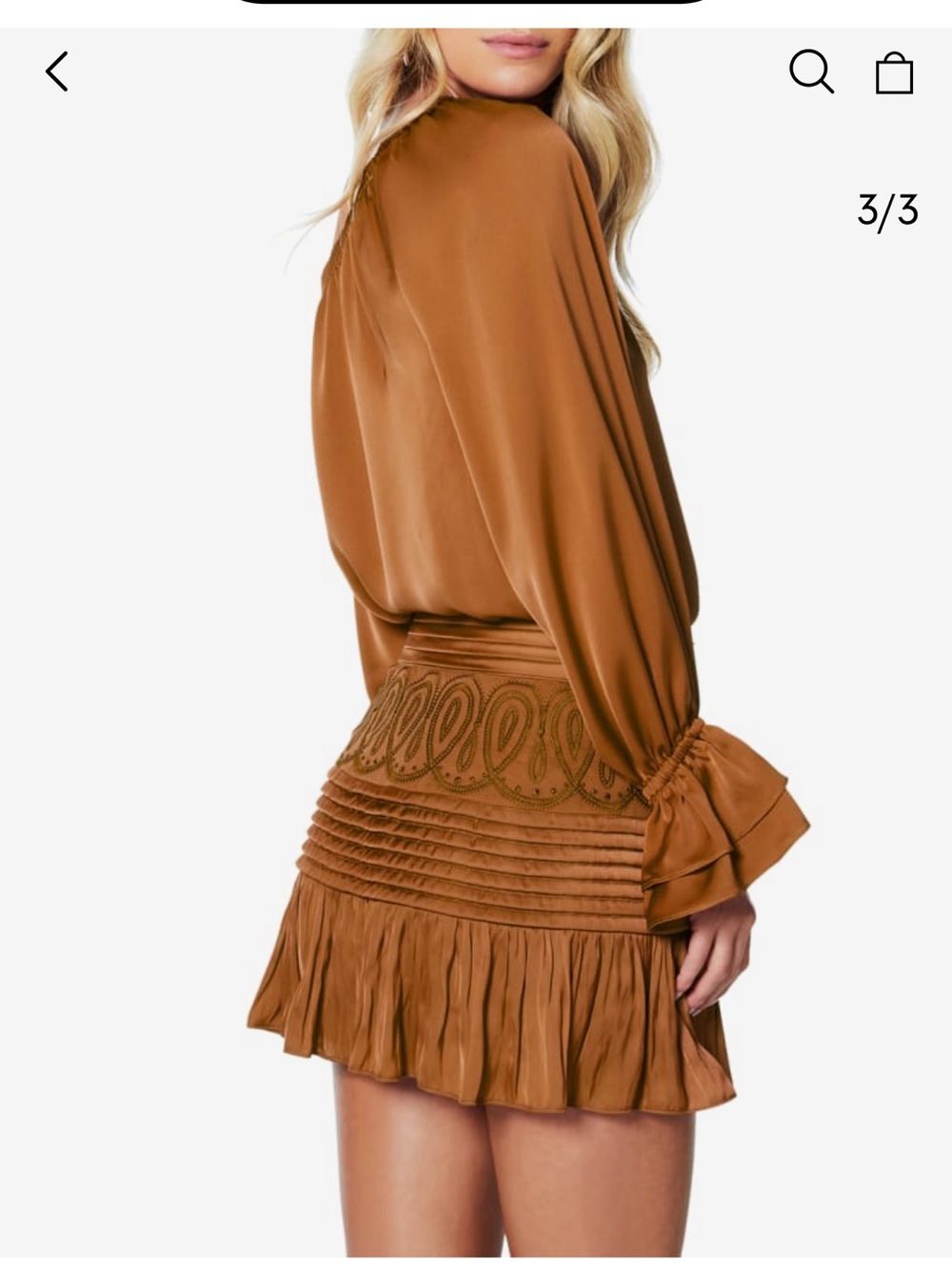 Ramy Brook Tan Embroidered Pleated Mini Skirt and Cami sold as a set - Picture 3 of 10